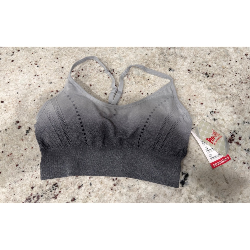 Pro-Fit Seamless Gray Ombre Sports‎ Bra Size M NWT